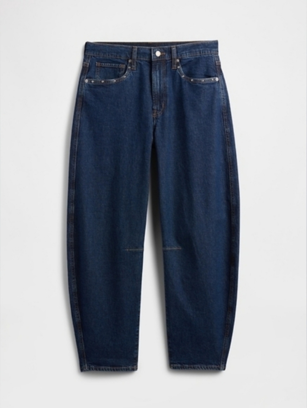 Gap High Rise Studded Barrel Jeans Dark Wash - Picture 5 of 6